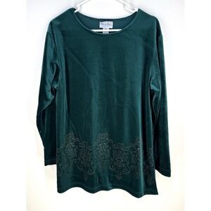 diane von furstenberg Color Authority Vintage Top Green Velvet Blouse Gold Print